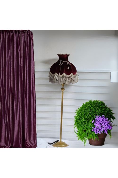 Klasik Lambader ALTIN Ayak BORDO Şapka 170cm.