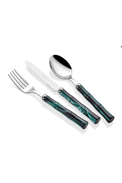 Bamboo Yeşil 24 Parça Çatal Bıçak Seti