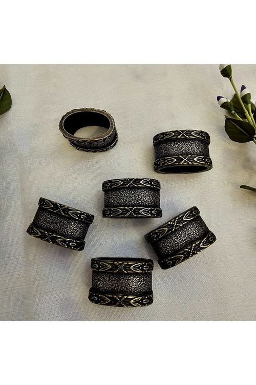 6 LI DÖKÜM METAL PEÇETE YÜZÜĞÜ ANTİK SARI