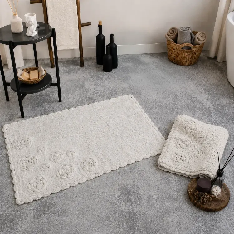 Rosette %100 Pamuk 2’li Banyo Paspas Takımı – Krem