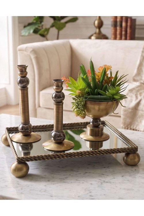 DİKDÖRTGEN ESKİTME TEPSİ TOP AYAKLI 40 CM 