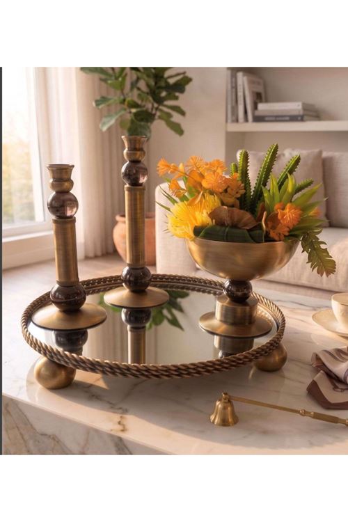 ESKİTME TOP AYAKLI YUVARLAK TEPSİ 36 CM 