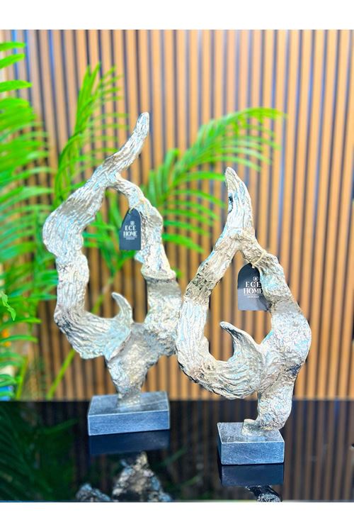 FLAME GÜMÜŞ MODERN DÖKÜM OBJE 48 CM 