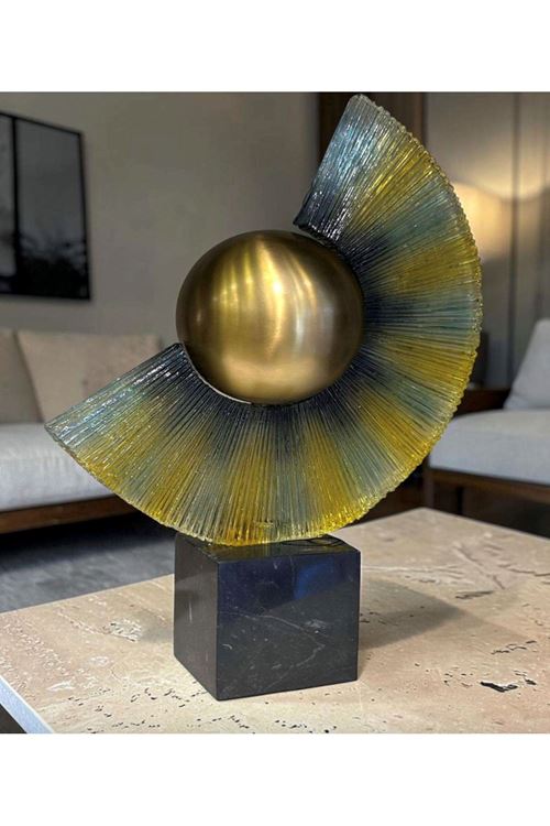 MODERN REÇİNE OBJE YEŞİL & GOLD 