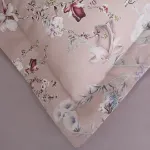  GREEN BLACK Bloomy Çiçek Senfonisi Çift Kişilik %100 Ege Pamuğu Nevresim Takımı - Çarşaflı - 4 Yastıklı pudra 
