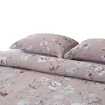  GREEN BLACK Bloomy Çiçek Senfonisi Çift Kişilik %100 Ege Pamuğu Nevresim Takımı - Çarşaflı - 4 Yastıklı pudra 