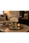 Yuvarlak Metal Aynalı Cam Tepsi Dekoratif Sunum Tepsisi Rose Gold 35X35X6