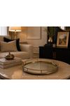 Yuvarlak Metal Aynalı Cam Tepsi Dekoratif Sunum Tepsisi Rose Gold 35X35X6