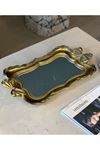 GOLD AYNALI  FİYONKLU TEPSİ 40*24 CM 