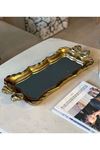 GOLD AYNALI FİYONKLU TEPSİ  36*15 CM 