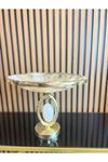İthal Gold Döküm Krem Kapaklı Oval Taşlı Küp 2li
