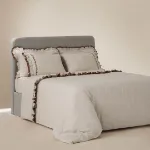 Maide Çift Kişilik Nevresim Takımı Organik Pamuk Kenevir Karışımlı Nakışlı Bej